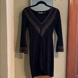 Guess Jeans Black and Gold Sweater Mini Dress